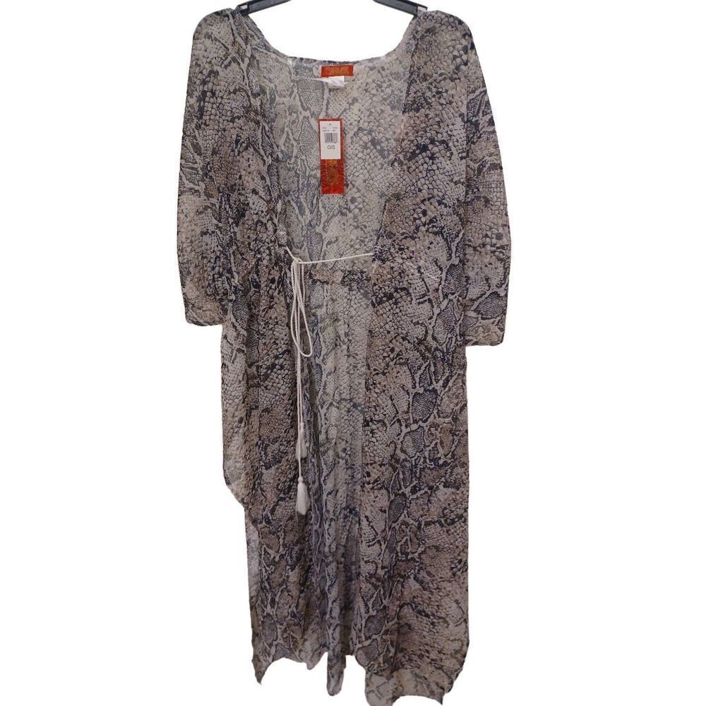 Carlos Santana Kimono Sheer Long with Tie Color Bone Size OS